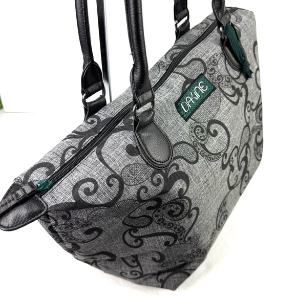 Dakine Tote Bag Gray Green Canvas Paisley Floral Packable Shoulder Bag - Picture 4 of 13